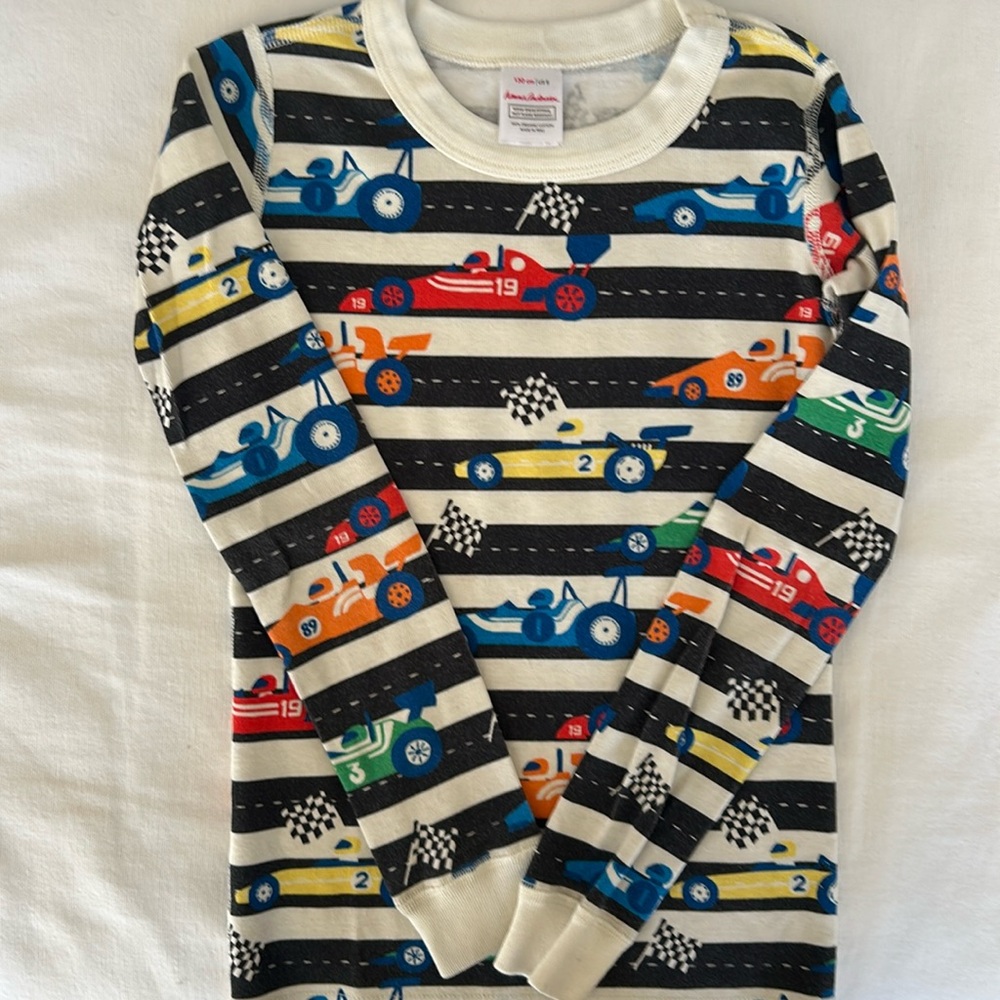 Hanna Andersson Boys 130 Race Car Pajama Shirt Long Sleeve Organic Cotton